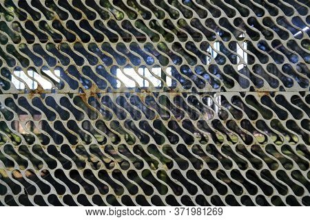 Old Grille On The Window In An Abandoned Building Texture
