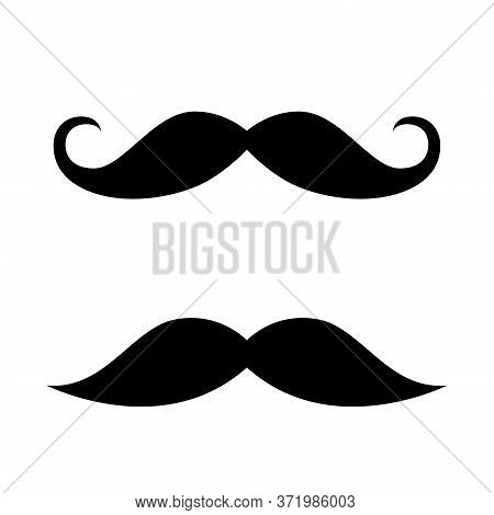 Mustache Set. Happy Father's Day. Flat Style Vector Silhouette For Barbershop, T-shirt Design.