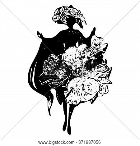 One Continuous Single Drawn Art Line Minimalism Doodle Beautiful Attractive Girl In Black Suit Dress