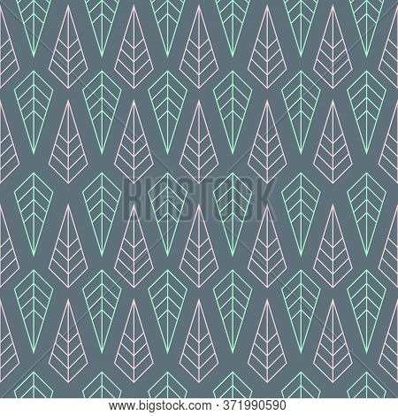 Geometric Leaves Vertical Repeated Pattern Dark. Vector Seamless Pattern Design For Fashion, Paper, 