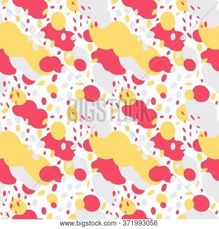 Abstract Doodle Clouds And Rain Vintage Colorful White Background. Vector Seamless Pattern Design Fo