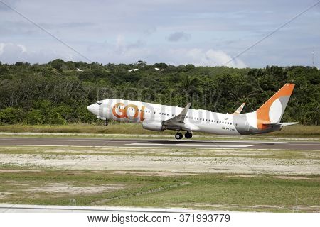 Salvador, Bahia / Brazil  - June 21, 2019: Gol Linhas Aereas Boeing Aircraft Is Seen At Salvador Air