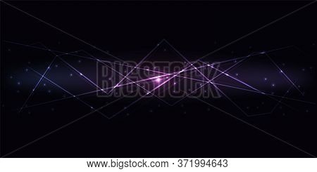 Dark Abstract Innovation Technology Background With Colorful Translucent Luminous Lines And Highligh