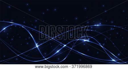 Dark Abstract Background With Blue Translucent Luminous Lines And Highlights. Vector Illustration Ep