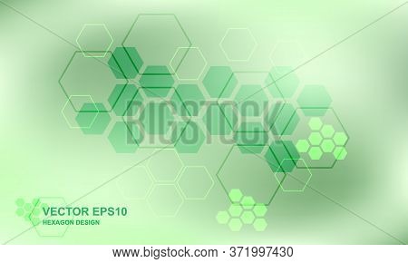 Technology Green Hexagon Medical Concept Background. Futuristic Modern Hi-tech Background For Digita