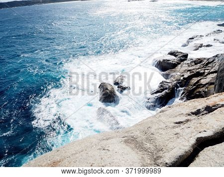 Waves Coming To The Rocky Shore At Beach Of Albany, Perth, Western Australia