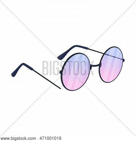 Glasses With Broken Ear Hook Vector Illustration. Drawing Of Broken Glasses Isolated On White. Acces