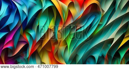 Bright Colorful Abstract Background. Abstract Folded Paper Effect. Abstract Multicolored Origami Pap