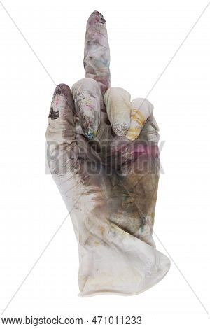 Fuck You Symbol In A Rubber Glove. Isolated On White Background. File Contains Clipping Path.