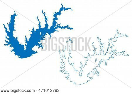 Lake Ray Roberts Reservoir (united States Of America, North America, Us, Usa, Texas) Map Vector Illu