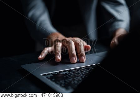 Businessman Working Laptop. Stock Business Business Growth, Progress Or Success. Businessman Use Lap