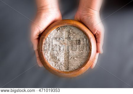 Ashes In Hand Are Prepared For Christian Festival Of Apostles. Dust Symbol Of Religion, Sacrifice, R