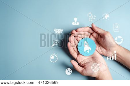 Start Up Business Teamwork Target Icon Which For Planning Development Leadership And Customer Target