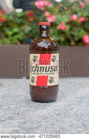 Bergamo, Italy - September 30, 2022: Ichnusa Non Filtrata Beer.