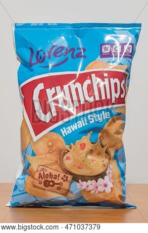 Pruszcz Gdanski, Poland - November 16, 2022: Lorenz Crunchips Potato Chips Hawaii Style Taste.