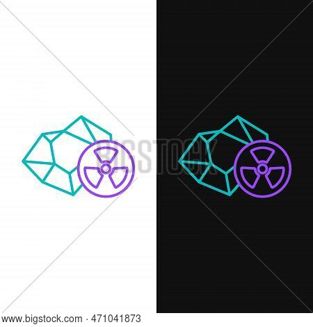 Line Radioactive Icon Isolated On White And Black Background. Radioactive Toxic Symbol. Radiation Ha