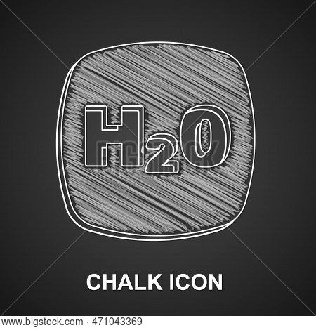 Chalk Chemical Formula For Water Drops H2o Shaped Icon Isolated On Black Background. Vector