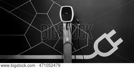 Ev Charger Car Station Charging Use Ac Socket Plug For Electric Engine Vehicle.