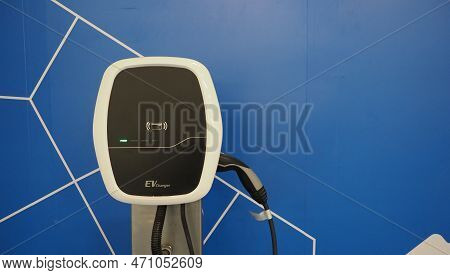 Ev Charger Car Station Charging Use Ac Socket Plug For Electric Engine Vehicle.
