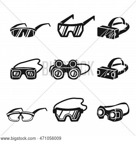 Goggles Icons Set. Simple Set Of Goggles Icons For Web Design On White Background