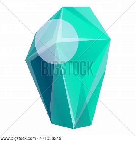 Natural Green Crystal Icon. Cartoon Of Natural Green Crystal Icon For Web Design Isolated On White B