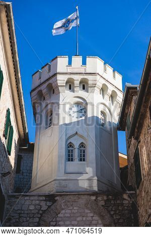 Herceg Novi Town, Kotor Bay, Streets Of Herzeg Novi, Montenegro, With Old Town Scenery, Church, Fort