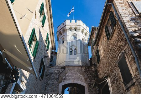 Herceg Novi Town, Kotor Bay, Streets Of Herzeg Novi, Montenegro, With Old Town Scenery, Church, Fort