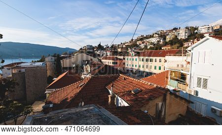 Herceg Novi Town, Kotor Bay, Streets Of Herzeg Novi, Montenegro, With Old Town Scenery, Church, Fort