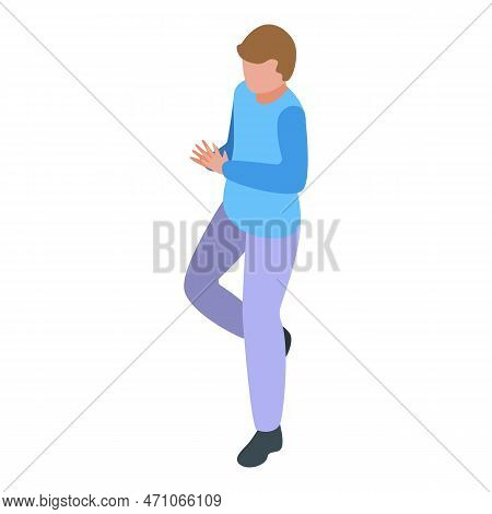 Inactive Boy Icon Isometric Vector. Disease Lifestyle. Person Problem