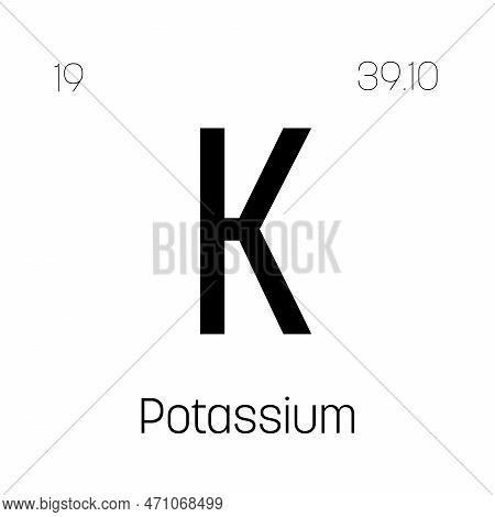 Potassium, K, Periodic Table Element With Name, Symbol, Atomic Number And Weight. Alkali Metal With 