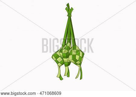Ketupat Icon. Ketupat Illustration In Flat Style. Ketupat Vector On White Background. Asian Food Des
