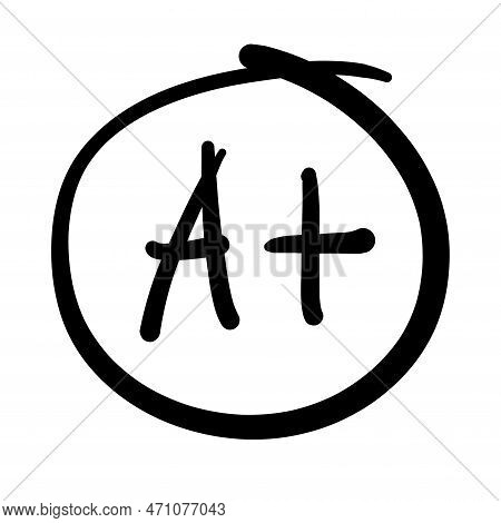Hand Drawn Grade A Plus Result Vector Icon