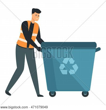 Garbage Basket Icon Cartoon Vector. Street Worker. Waster Janitor