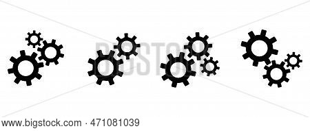Settings Icon In Different Style Vector Illustration. Two Colored And Black Settings Vector Icons De