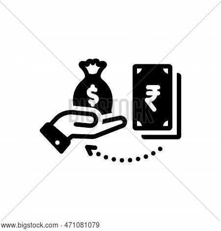 Black Solid Icon For Exchange Swap Swop Interchange Trade-off Giving-and-taking Reciprocity Currency