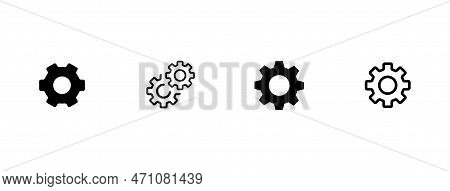 Settings Icon In Different Style Vector Illustration. Two Colored And Black Settings Vector Icons De