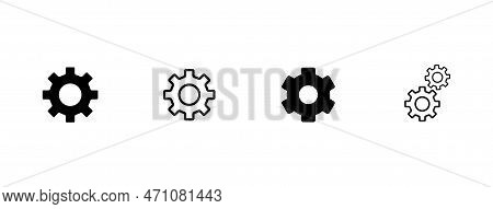 Settings Icon In Different Style Vector Illustration. Two Colored And Black Settings Vector Icons De