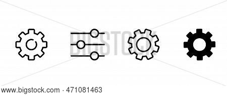 Settings Icon In Different Style Vector Illustration. Two Colored And Black Settings Vector Icons De