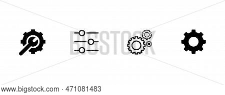 Settings Icon In Different Style Vector Illustration. Two Colored And Black Settings Vector Icons De