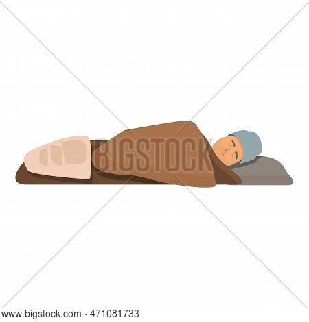 Sleeping Refugee Icon Cartoon Vector. Crisis Person. Famine Food