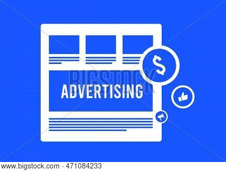 Programmatic And Native Ads Concept For Online Advertising. Digital Media Banner Block On Website, M