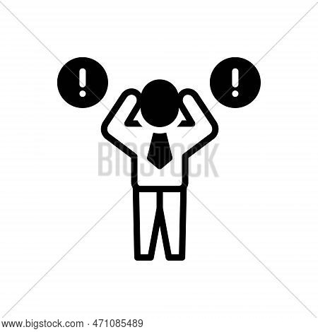 Black Solid Icon For Problem Issue Trouble Dilemma Obstacles Predicaments Worriment Exclamation