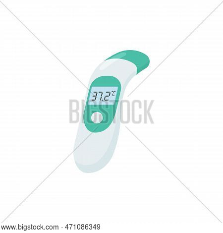 Contactless Medical Thermometer For Measuring Temperature, Flat Vector Isolated.