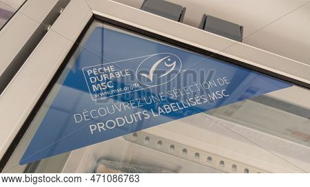 Bordeaux , Aquitaine  France - 12 02 2023 : Msc Label Logo Brand And Text Sign In Shop Of Marine Ste