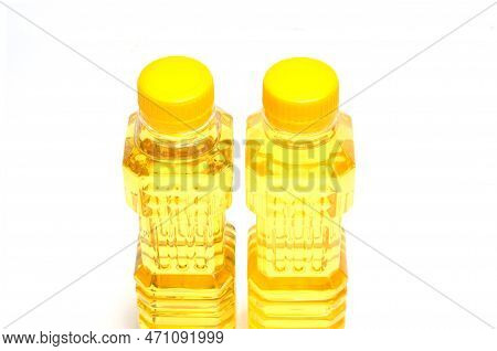 Palm Cooking Oil In A Plastic Bottle White Background