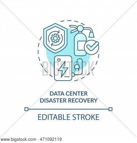 Data Center Disaster Recovery Blue Concept Icon. Prevent Damage. Disaster Recovery Abstract Idea Thi
