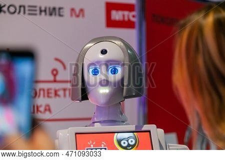 Exhibition Of Robots, Federal Tour Mts Robostations, Female Robot. Russia, Rostov-on-don - March 31 