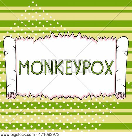 Conceptual Display Monkeypox. Concept Meaning Poxvirus Of Africa Caused By Chiefly In Wild Rodents A