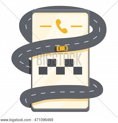 Driver Mobile App Icon Cartoon Vector. Taxi Cab. Order Hand