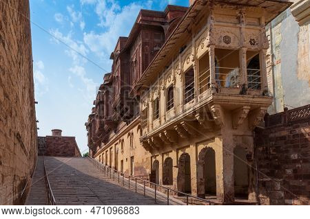 Jharokha, Stone Window Projecting From The Wall Face Of A Building, In An Upper Story, Overlooking M